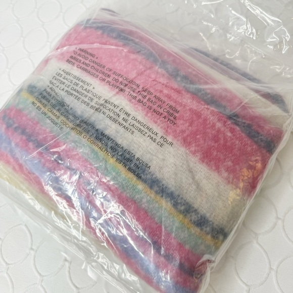 NWT Free People Skye Stripe Fringe Throw Blanket Ivory - Picture 6 of 6